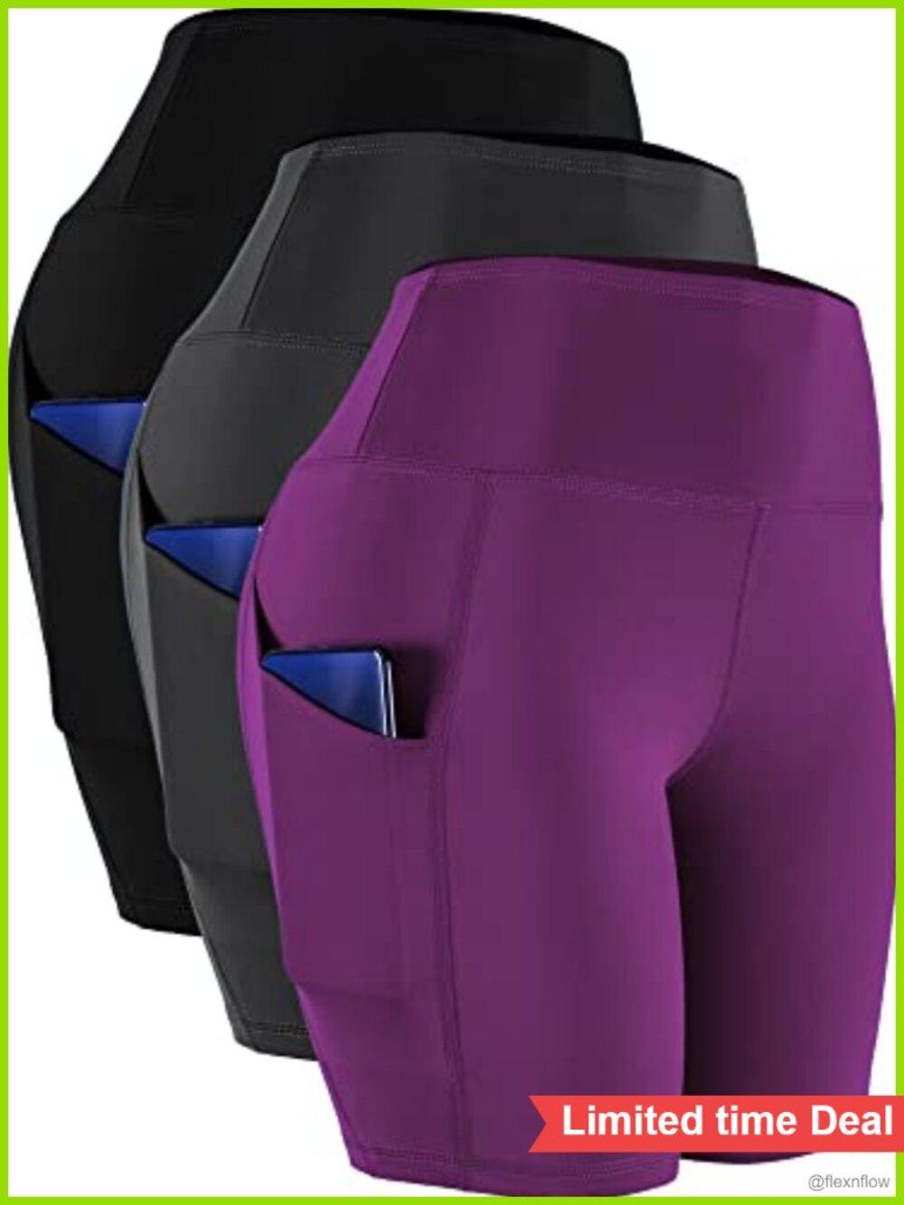 High Waist Spandex Yoga Shorts with Pockets for Women Athletic Workout Biker